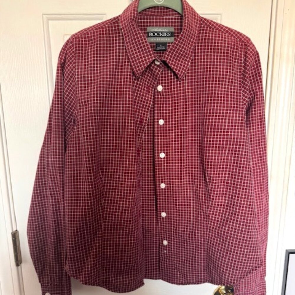 Rockies Brand Western Brick Red/ White Strip Large Shirt (z108)